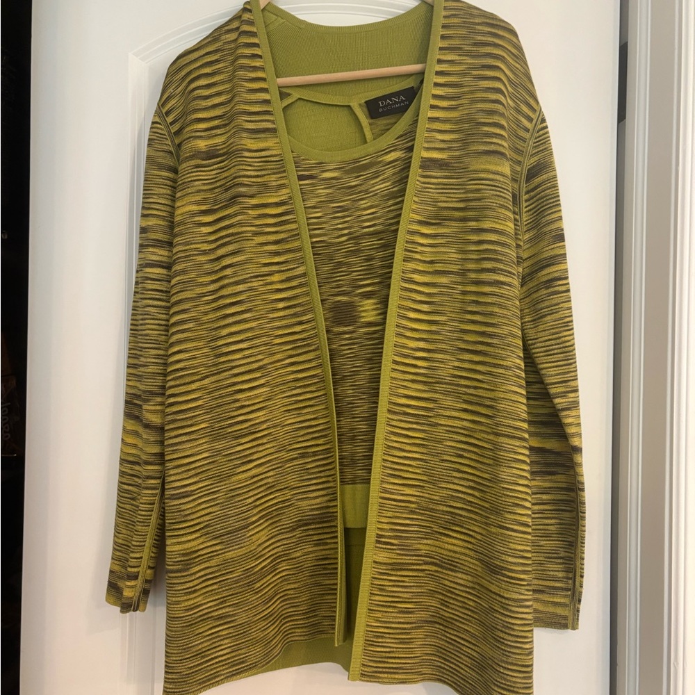 Dana Buchman Green Twin Set Lightweight Knit. Size L